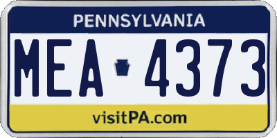 PA license plate MEA4373