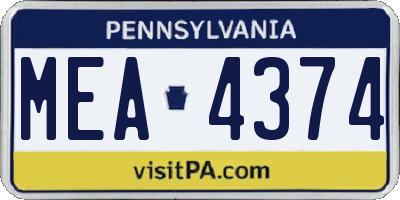 PA license plate MEA4374