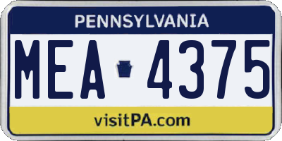 PA license plate MEA4375