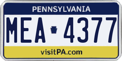 PA license plate MEA4377