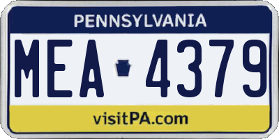 PA license plate MEA4379