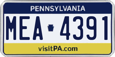 PA license plate MEA4391