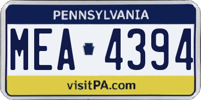 PA license plate MEA4394