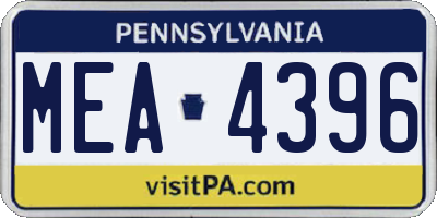 PA license plate MEA4396