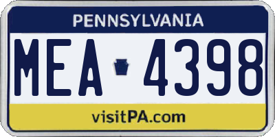 PA license plate MEA4398