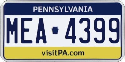 PA license plate MEA4399