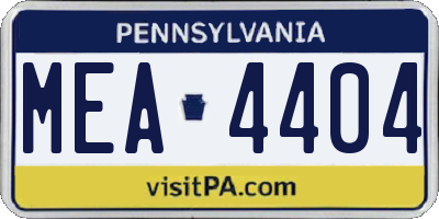 PA license plate MEA4404