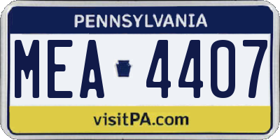 PA license plate MEA4407