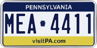 PA license plate MEA4411