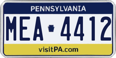 PA license plate MEA4412