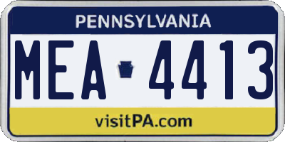PA license plate MEA4413
