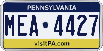 PA license plate MEA4427