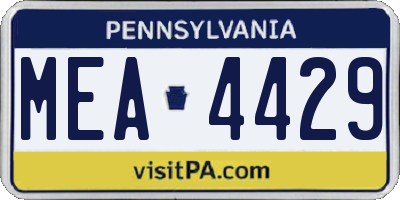 PA license plate MEA4429