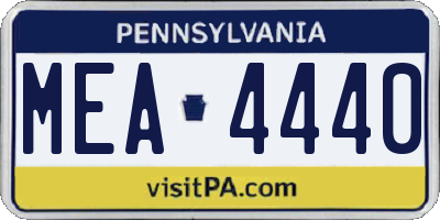 PA license plate MEA4440