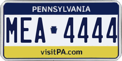 PA license plate MEA4444
