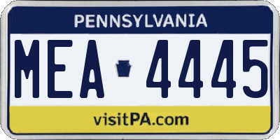PA license plate MEA4445