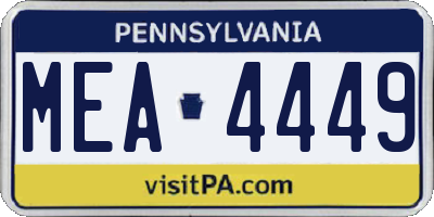 PA license plate MEA4449