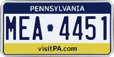 PA license plate MEA4451