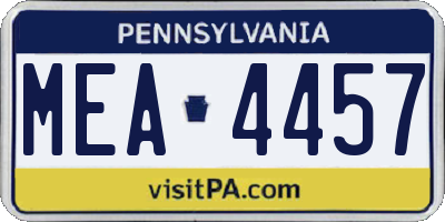 PA license plate MEA4457