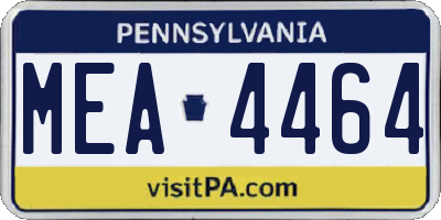 PA license plate MEA4464