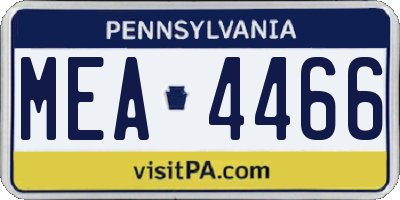 PA license plate MEA4466