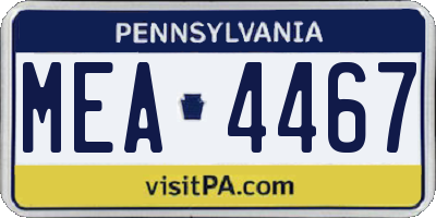 PA license plate MEA4467