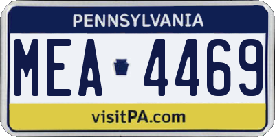 PA license plate MEA4469
