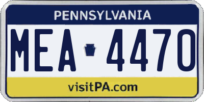 PA license plate MEA4470