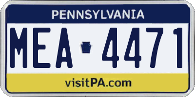 PA license plate MEA4471