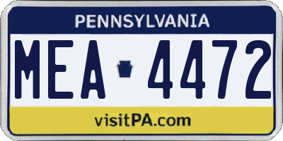 PA license plate MEA4472