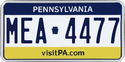 PA license plate MEA4477