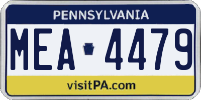 PA license plate MEA4479