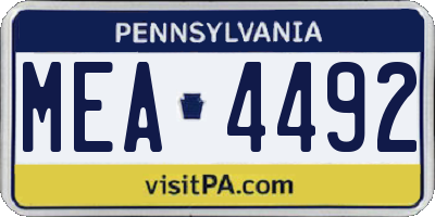 PA license plate MEA4492