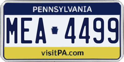 PA license plate MEA4499