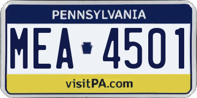 PA license plate MEA4501