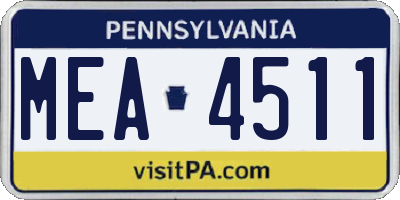 PA license plate MEA4511