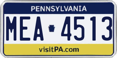 PA license plate MEA4513