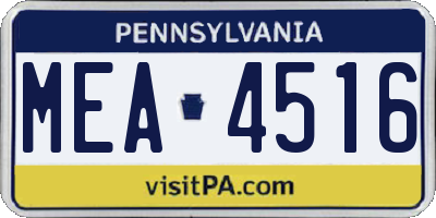 PA license plate MEA4516