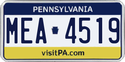 PA license plate MEA4519