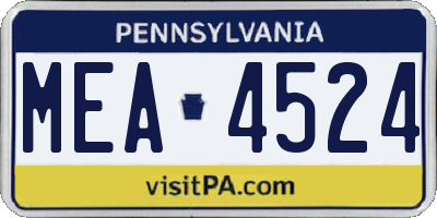 PA license plate MEA4524