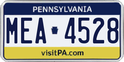 PA license plate MEA4528