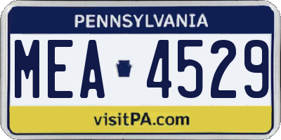 PA license plate MEA4529