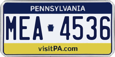 PA license plate MEA4536