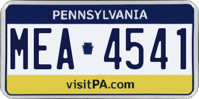 PA license plate MEA4541