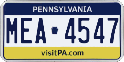 PA license plate MEA4547