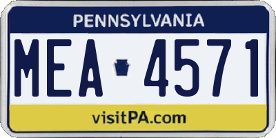 PA license plate MEA4571