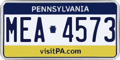 PA license plate MEA4573