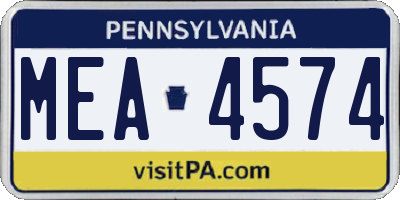 PA license plate MEA4574