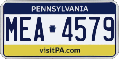 PA license plate MEA4579