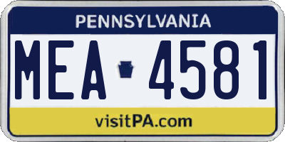PA license plate MEA4581
